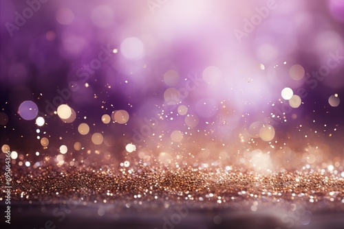 Gorgeous purple violet and gold glitter bokeh background with a captivating shining texture photo