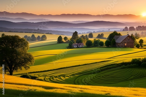 Plain fields with a sunset