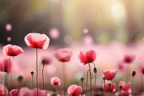 Vibrant poppies on mesmerizing bokeh background with ample text space for storytelling