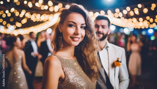 Para bawiąca się na balu sylwestrowym, karnawałowym lub przyjęciu weselnym