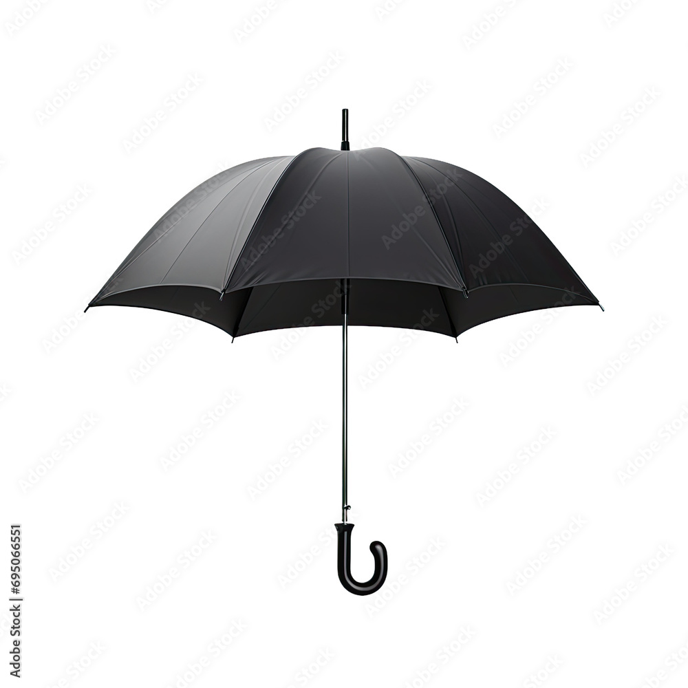 Open a black umbrella isolated on a transparent or white background - obrazy, fototapety, plakaty 