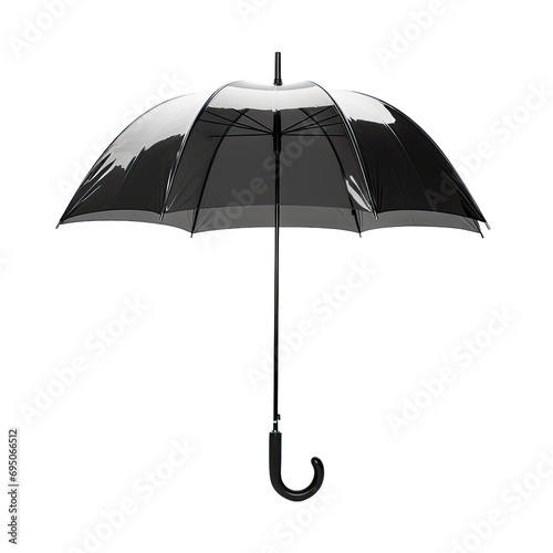 Open a black umbrella isolated on a transparent or white background