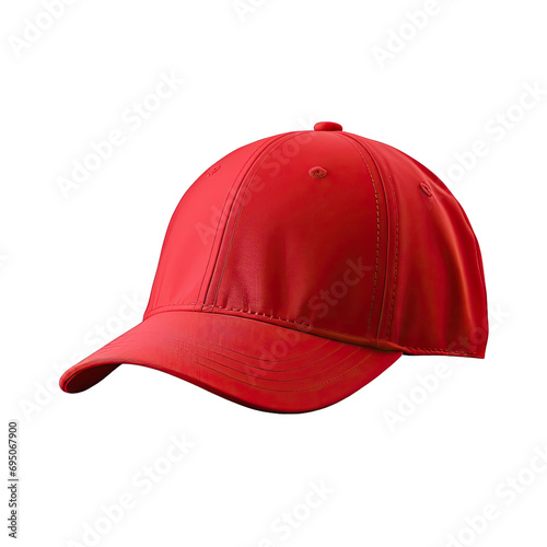 Red baseball cap isolated on white transparent background