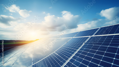Solar panel on a field, electricity, electric, solar power, solar power plant, energy, light energy