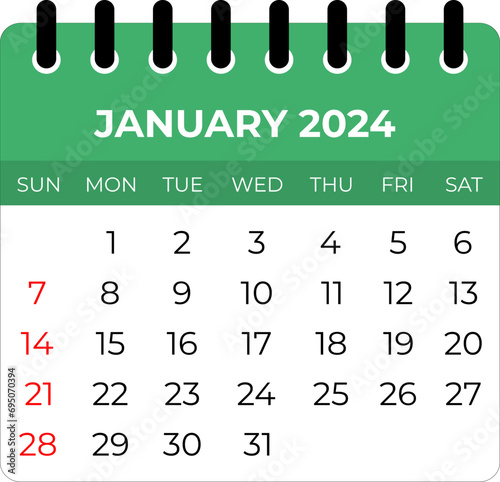 January 2024 simple modern calender photo