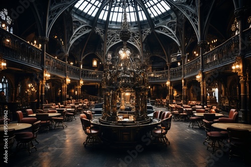 Steampunk laboratory with brass machinery  glowing concoctions  and mesmerizing gears