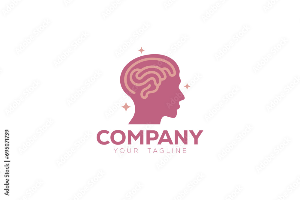 Logo design depicting a person with a big heart inside his head. 