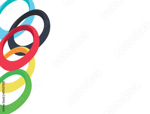 Colored rings on a white background.