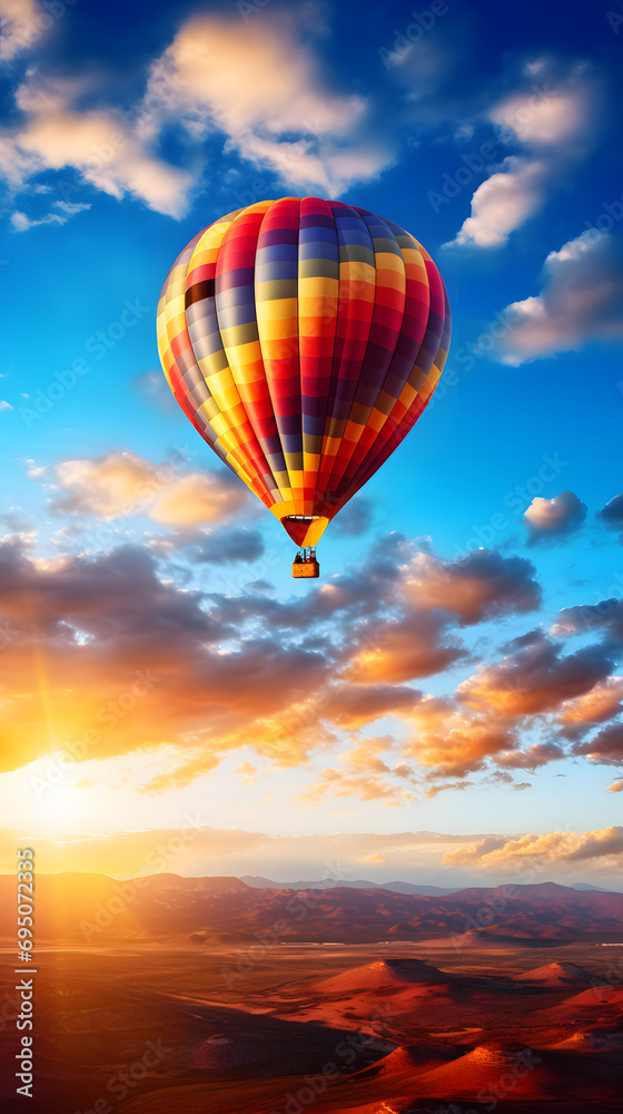 Fototapeta premium Hot air balloon, balloon flyinjg, fly, hot air balloon ride, flying in the sky