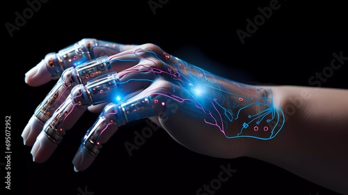 Futuristic Cyborg Hand with Circuitry Design