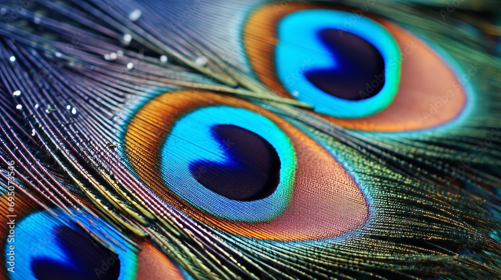 Fototapeta premium Vibrant Close-up of Peacock Feather