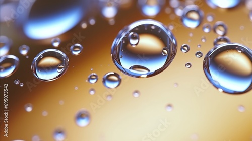 Cosmetic oil bubbles macro shot, serum oil drops