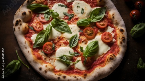 Margherita Neapolitan Pizza - Top-Down View