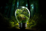 green energy, green lightbulb, overgrown lightbulb, lightbulb with nature inside