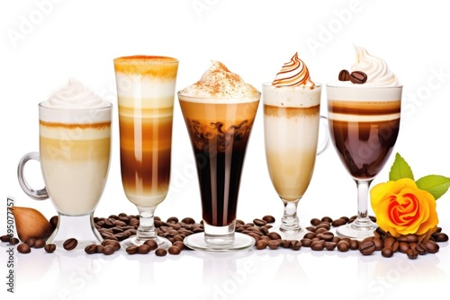 A variety of coffee cocktails featuring creamy swirls, an enticing treat for those seeking coffee indulgence