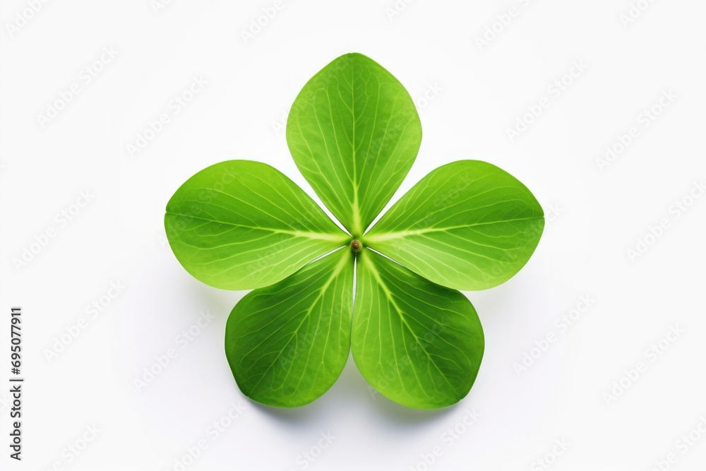 A white background adorned with vibrant clover leaves, a fresh and natural composition A white background adorned with vibrant clover leaves, a fresh and natural composition