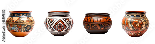 Set of African Ceramic Wares: Hand-produced with Outstanding Craftsmanship, Isolated on Transparent Background, PNG