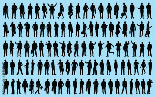 Set of businessman and woman silhouettes Vector
