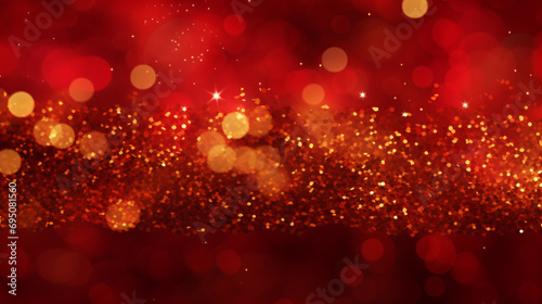 A red and gold glitter background with a red background