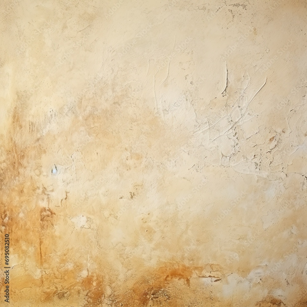 Fototapeta premium Colour old concrete wall texture background. Close up retro plain cream color cement wall background texture. Design paper vintage parchment element.