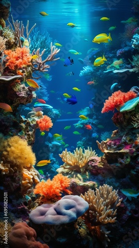 Beautiful underwater coral reefs with fish. Exotic coral reef © ColdFire