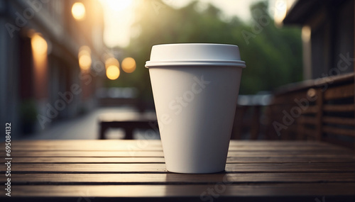 Mock up of paper coffee cup outdoor