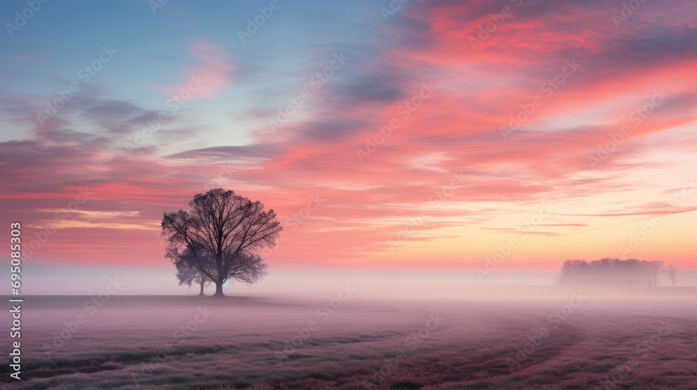Pastel sunrise with delicate shades