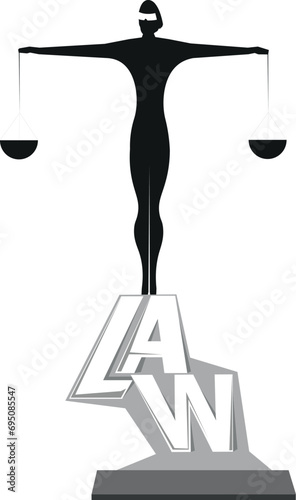 Equilibrium, balance, equality, scale, justice concept. Hand drawn person with scales in hands concept