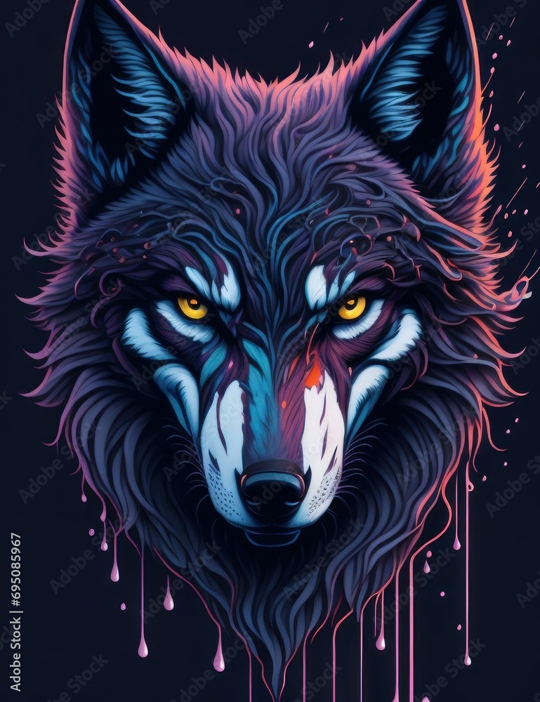 Fototapeta premium Splash art, a wolf head