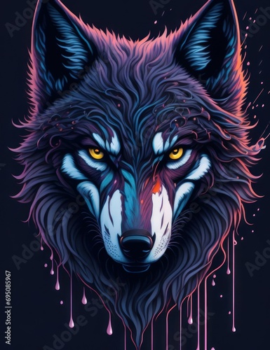 Splash art, a wolf head