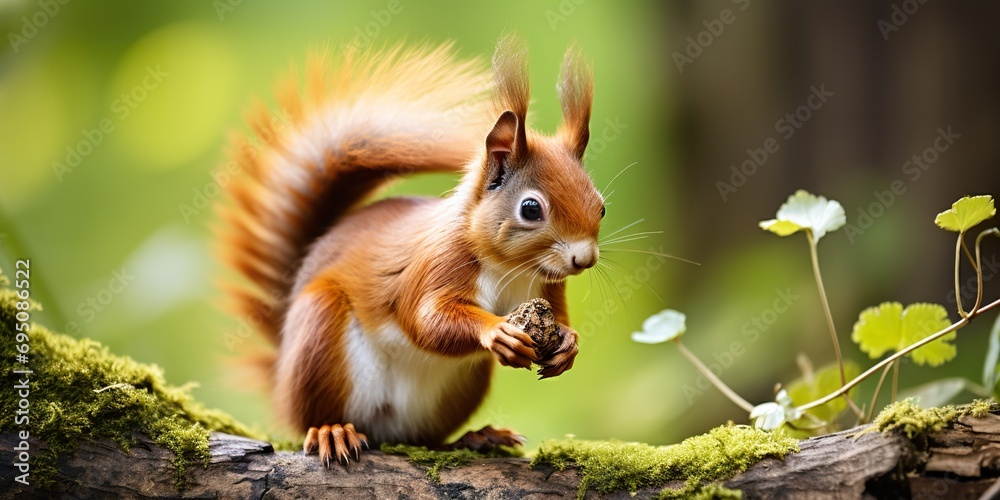 Squirrel in Serene Woodland Setting Squirrel in Serene Woodland Setting