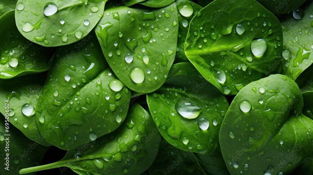 a close up of a bunch of green leaves with drops of water on the leaves and the leaves are covered in drops of water. a close up of a bunch of green leaves with drops of water on the leaves and the leaves are covered in drops of water.