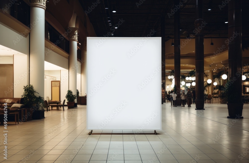 a giant white pillar in a store mall