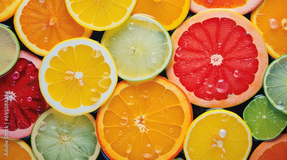 a bunch of oranges, limes, and grapefruits are all cut up and ready to be eaten. a bunch of oranges, limes, and grapefruits are all cut up and ready to be eaten.