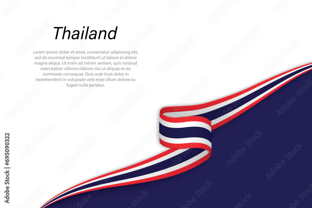 Obraz premium Wave flag of Thailand with copyspace background
