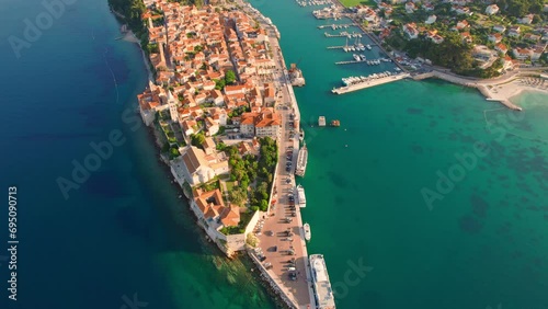 Aerial view of the famous Rab town on Rab island, Dalmatia region in Croatia photo