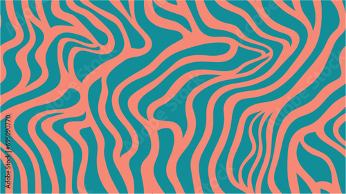 Wave abstract background, wave background. Trendy vector illustration in style retro 60s, 70s. Abstract  Curve Orange Background Vector Design. Seamless.
