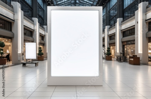 a standing poster display in a shopping mall