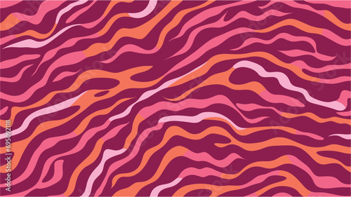 Concept of hallucinations and visions. African Style. Vector illustration. Geometric pattern with distortion, optical illusion. Zebra skin. 1970 Aesthetic textures with smooth waves. Seamless. photo