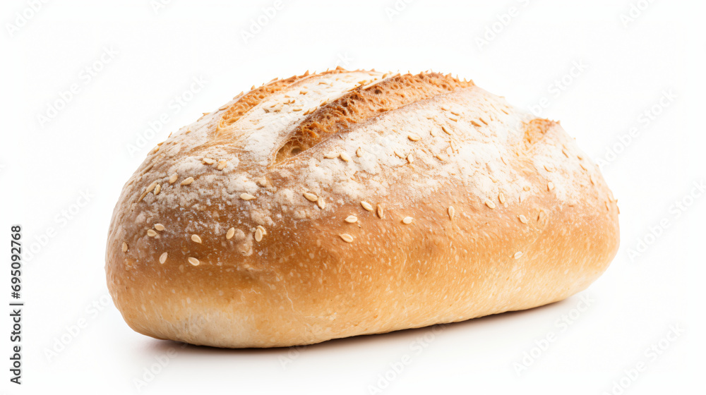 A Wheat Bread Roll isolated on white background