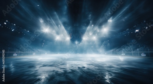 an hockey arena with lights behind it © olegganko