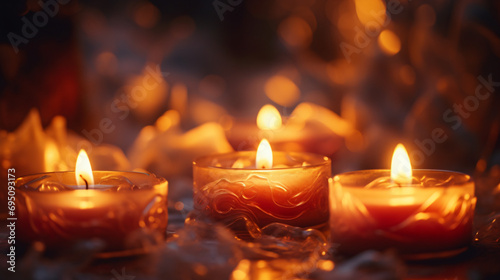 Burning Candles on a Blurry Background
