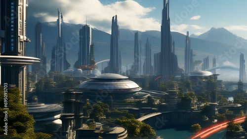 Wallpaper Mural Futuristic technological dystopian city cinematic wallpaper Torontodigital.ca