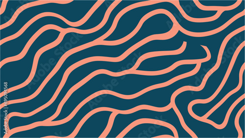 Repeating texture. Fabric design. Seamless pattern with abstract wavy shapes. Groovy pattern, cover, poster in 60s or 70s style. Background for business cards and covers.