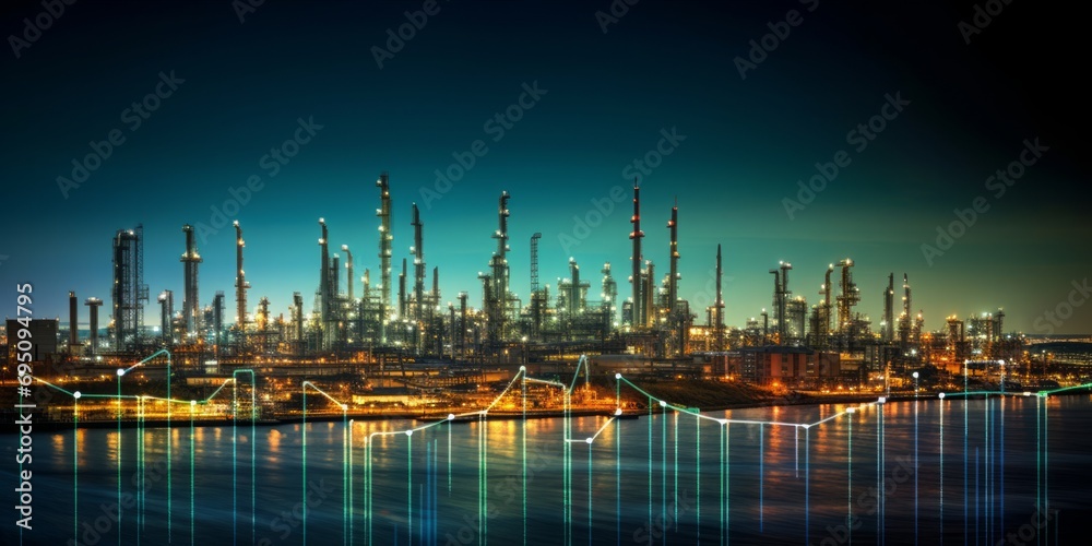 Fueling Progress: Oil and Gas Power Plant Refinery with Storage Tanks, Charting the Dynamics of Demand and Price in Petrochemical Factory Infrastructure