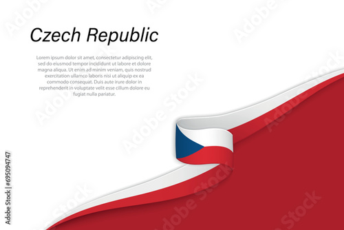 Wave flag of Czech Republic with copyspace background