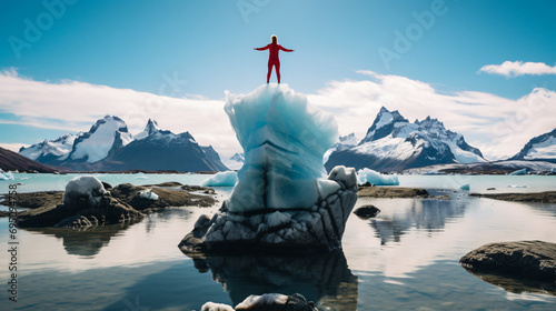  A woman posing on the ice formation of the Torres