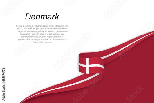 Wave flag of Denmark with copyspace background
