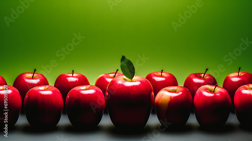 Grosse pomme rouge au milieu d'autres pommes plus petites