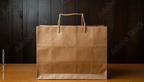 paper bag on wooden countertop,